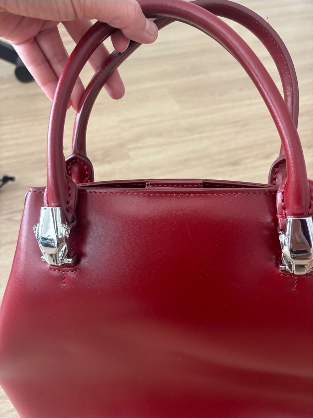 Cavalli Class by Roberto Cavalli Deep Red Structured Leather Satchel - Picture 8 of 13